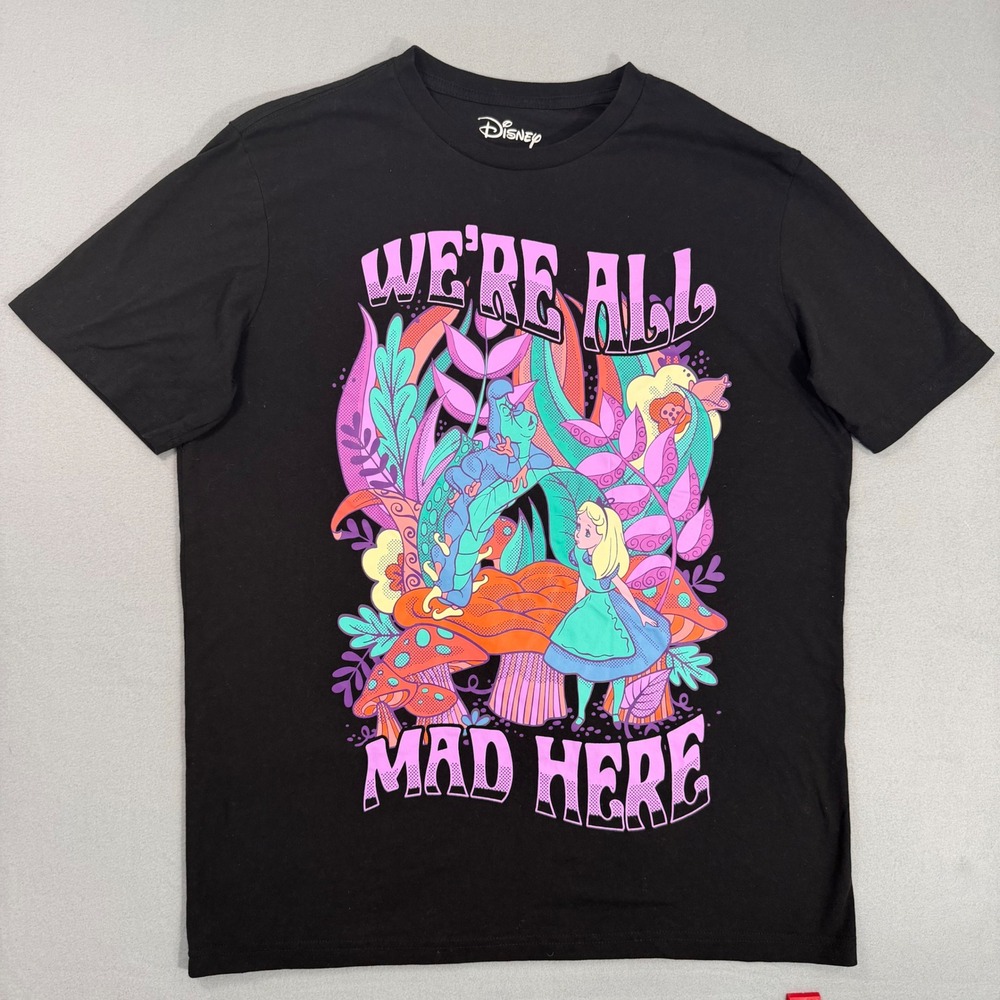 Disney Alice in Wonderland T-Shirt Small Black Cotton